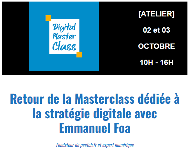 Masterclass digitale des 02 et 03 octobre 2023